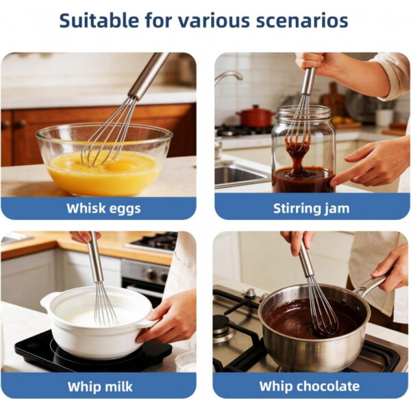 2Pcs 10in Mini Whisk 304 Stainless Steel Small