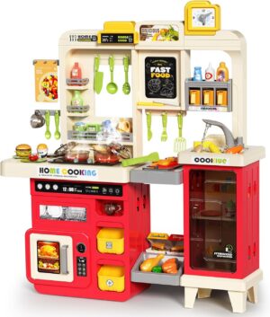 82CM Simulation Tableware Family Cooking Water Spray Steam Lights Sound Sink Pretend Toddler Kitchen Toy
