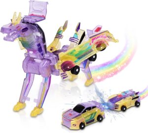 11-2.jpg New Crystal Flying Dragon 2 in 1 Magnetic Cars Collision Transform Into Dino Toys