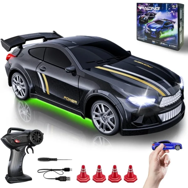 11-7.webp 1/64 Scale 4WD High Speed LED Lights 2.4GHz Proportional 2-Speed Stunt Adults Kids Remote Control Mini Drift RC Car