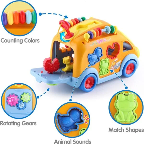 17204259778455-600x599.jpg.webp Wholesale Toy Pricing Baby Bus Toy Cartoon Musical Learning Toy Car Educational Baby Bus Toy with Animal Blocks Shape Shorter Fine Motor Skill