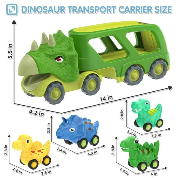 17205092456902-600x600.jpg.webp Triceratops Transport Carrier Truck With 4 Pack Small Dino Car Toy Set