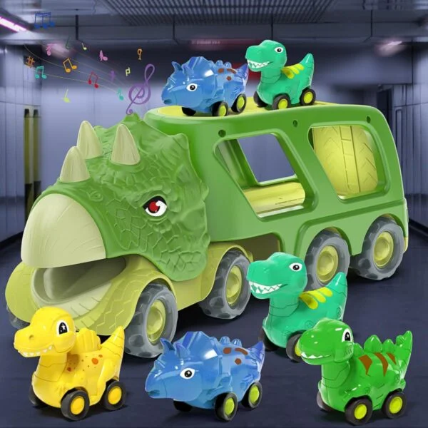 17205092460334-600x600.jpg.webp Triceratops Transport Carrier Truck With 4 Pack Small Dino Car Toy Set