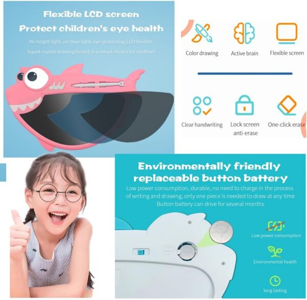 Wholesale 9 Inch Digital Colorful Screen LCD Shark-shaped Drawing Tablet