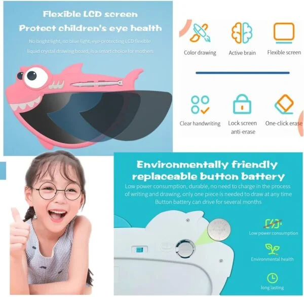 Wholesale 9 Inch Digital Colorful Screen LCD Shark-shaped Drawing Tablet