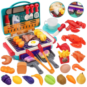 Global Toy Supplier Kitchen Toys Barbecue Grill Kitchen Cooking BBQ Pretend Play Set Toy Color Changing Play Food Dishes Home Appliance Toys