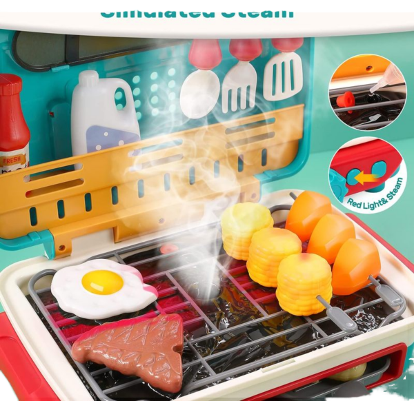 Global Toy Supplier Kitchen Toys Barbecue Grill Kitchen Cooking BBQ Pretend Play Set Toy Color Changing Play Food Dishes Home Appliance Toys