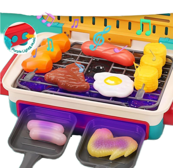 Global Toy Supplier Kitchen Toys Barbecue Grill Kitchen Cooking BBQ Pretend Play Set Toy Color Changing Play Food Dishes Home Appliance Toys
