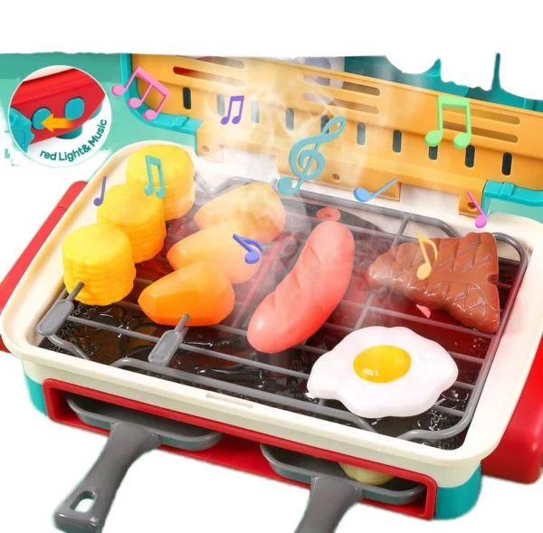 Global Toy Supplier Kitchen Toys Barbecue Grill Kitchen Cooking BBQ Pretend Play Set Toy Color Changing Play Food Dishes Home Appliance Toys