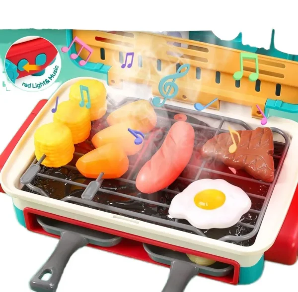 Global Toy Supplier Kitchen Toys Barbecue Grill Kitchen Cooking BBQ Pretend Play Set Toy Color Changing Play Food Dishes Home Appliance Toys