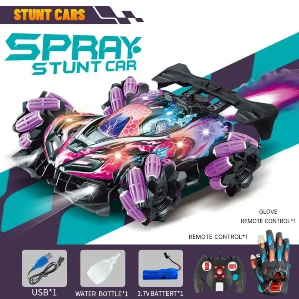 17264689516705.jpg.webp China Toy Factory Cars 2.4g Finger Watch Remote Control Car with Light Music Spray 1/16 Gesture Sensing Stunt Rc Drift Car