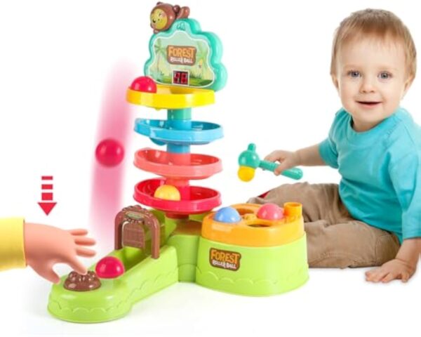 17293011280861-600x480-1.jpg Wholesale Toy Supplier Early Educational Baby Ball Drop Game Toys Diy Marble Run Set 4 in 1 Ball Drop Toy with Scoring Game