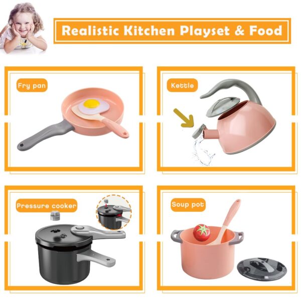 32Pcs Kids Pretend Play Small Miniature Luxury Pink Kitchen Food Toys