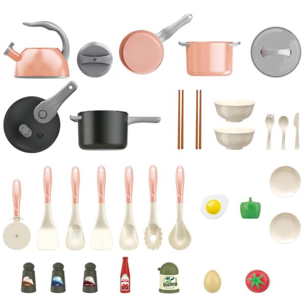 32Pcs Kids Pretend Play Small Miniature Luxury Pink Kitchen Food Toys