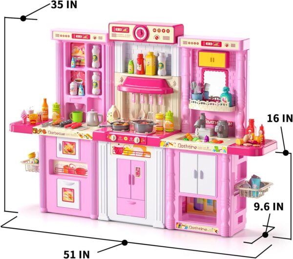 17345764456942.jpg 3 in 1 Play Kitchen Toys Kids Play Big Kitchen Set Includes Kitchen Accessories for Pretend Play Preschool Cooking Toy Set