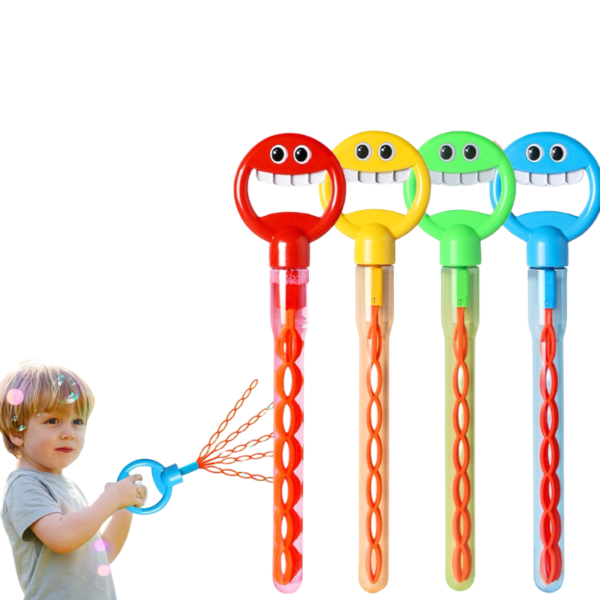 17350065107031-600x600-1.png Wholesale Hot Selling 32 Hole Smiling Face Bubble Stick with 5 Claws Bubble Blower Tool Wand Toy Indoor Outdoor for Kids