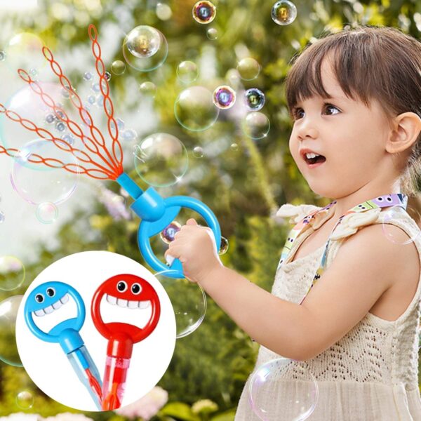 17350065110412-600x600-1.jpg Wholesale Hot Selling 32 Hole Smiling Face Bubble Stick with 5 Claws Bubble Blower Tool Wand Toy Indoor Outdoor for Kids