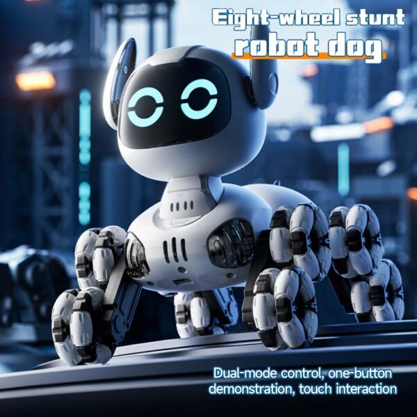 2.4G 8Ch 8 Wheel RC Stunt Drift Robot Dog with Lights & Music