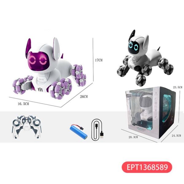 2.4G 8Ch 8 Wheel RC Stunt Drift Robot Dog with Lights & Music