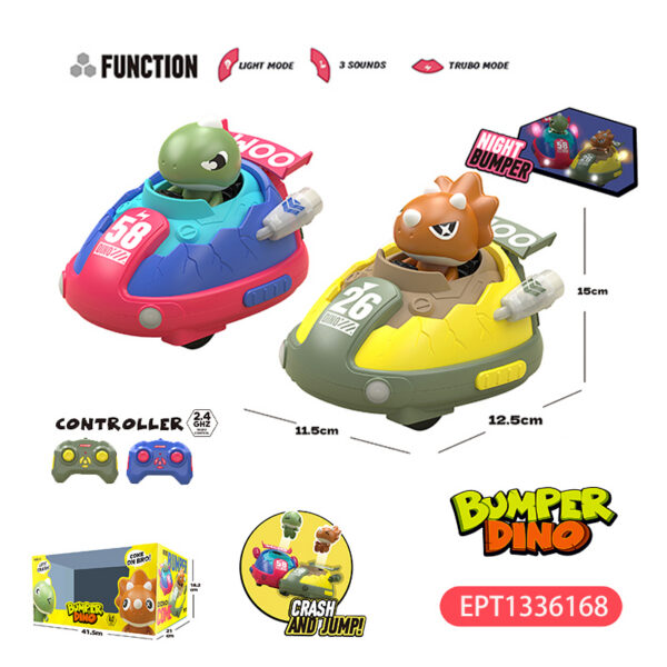 17369979907723.jpg 2.4G 4 Function Remote Control 2players Pop up Dinosaur Battle Bumper Car Rc Cars Toys with Lights And Music