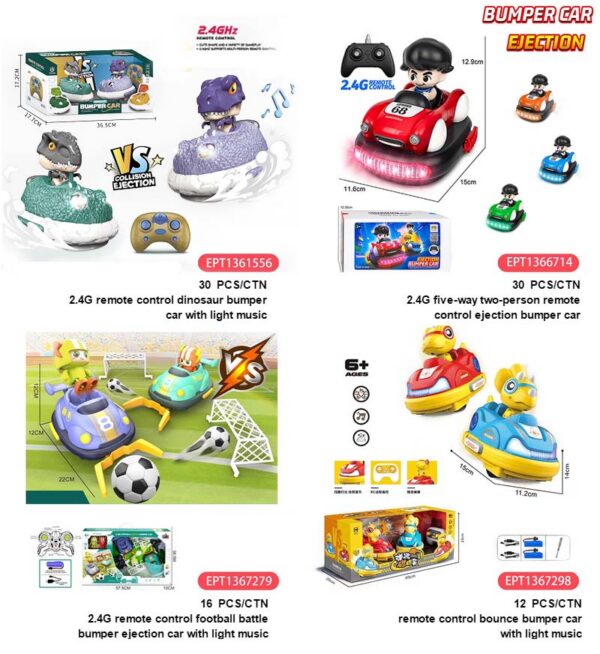17369979910894.jpg 2.4G 4 Function Remote Control 2players Pop up Dinosaur Battle Bumper Car Rc Cars Toys with Lights And Music