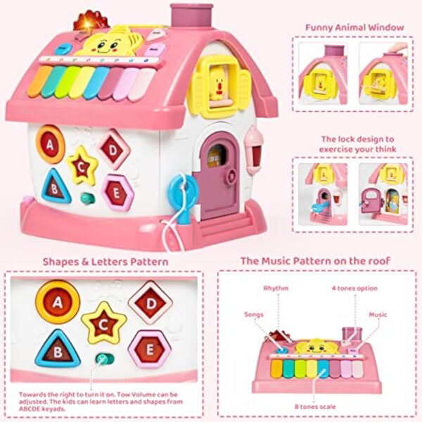 17371644077804.jpg 6 in 1 Multi-Functional House Montessori Toddlers Musical Toys Educational Birthday Gift Busy Board Activity Cube