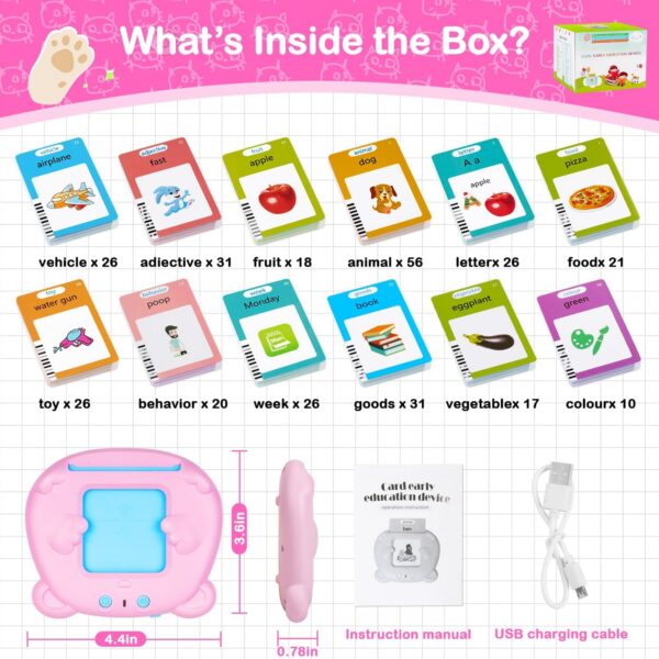 Toddler Educational Alphabet Audible Card Early Education Device Learning Talking Flash Cards