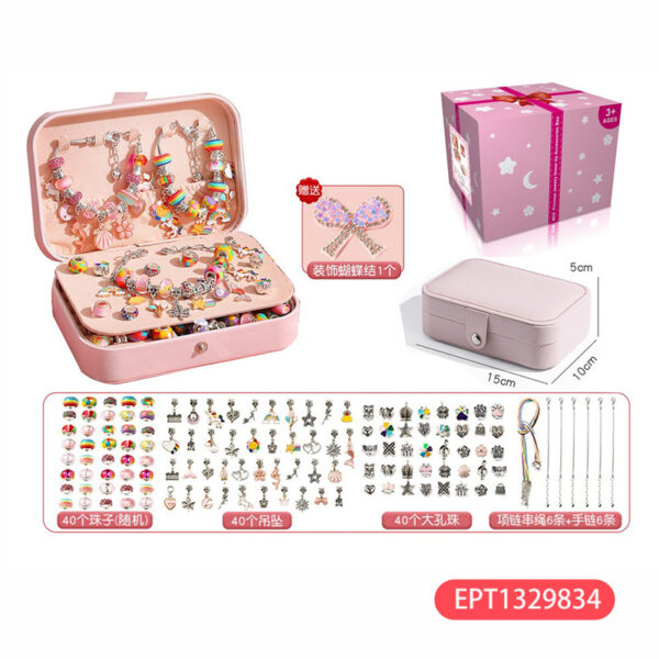 17399340221502-600x600-1.jpg 132pcs Set Candy Color Cherry Pink Pandora Bracelet Girls’ Toys New Design Girl 2024 Fashion Makeup Toy for Girls Beauty Kid