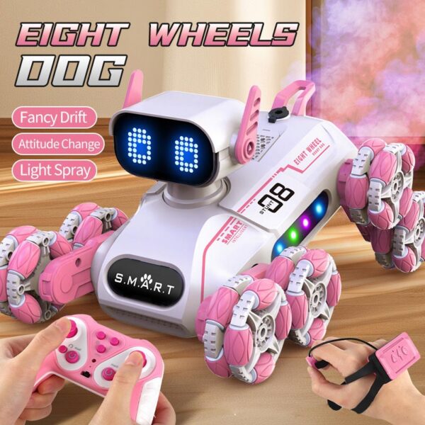 17400154771351.jpg 2.4G 11Ch Light and Sound Spray Remote Control 8 Wheel Stunt Dog Rc Robot Electronic Kid Girl Electric Cars Toys for Girls