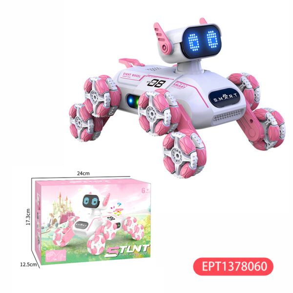 17400154781375-600x600-1.jpg 2.4G 11Ch Light and Sound Spray Remote Control 8 Wheel Stunt Dog Rc Robot Electronic Kid Girl Electric Cars Toys for Girls