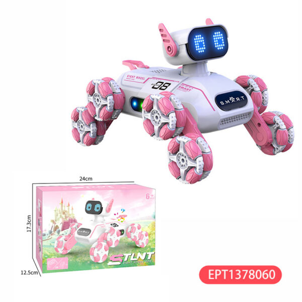 17400154781375.jpg 2.4G 11Ch Light and Sound Spray Remote Control 8 Wheel Stunt Dog Rc Robot Electronic Kid Girl Electric Cars Toys for Girls