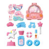 17416567147683.jpg 12Pcs Car Scene Pink Horse Kids Toy Pretend Play Pet Shop Girls House Indoor Set with Map