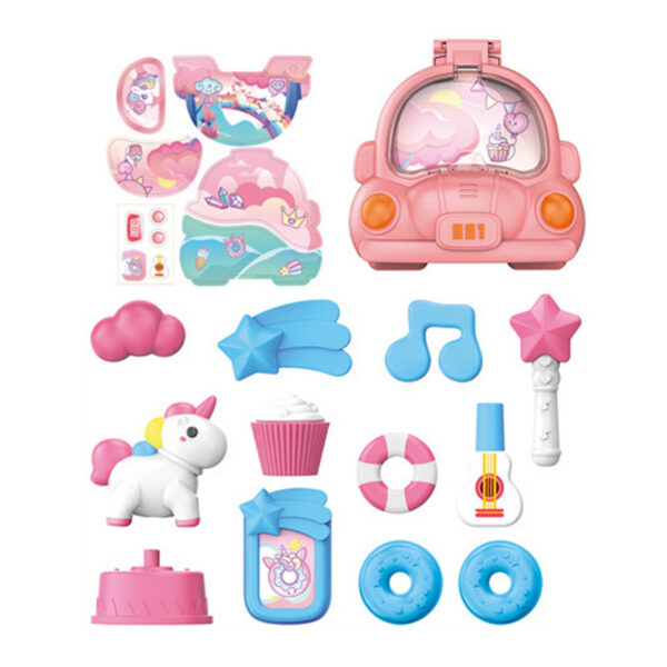 17416567147683.jpg 12Pcs Car Scene Pink Horse Kids Toy Pretend Play Pet Shop Girls House Indoor Set with Map