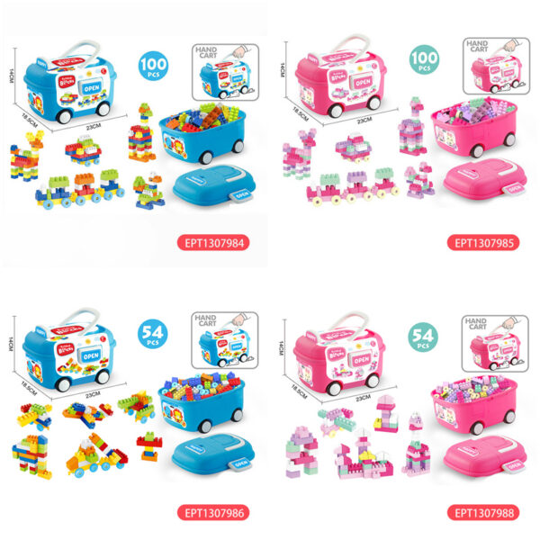 17431273128486.jpg Small Particle Block Trolley 100Pcs Educational Children 2025 Building Blocks Sets Toys for Kids Baby