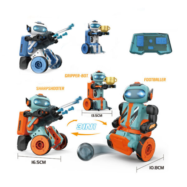 佰佳达 产品图 黄 英文 2.4G 3-In-1Rc Intelligent Assembly Programming Machine Programable Toy Educational Stem Program Robot Toys for Kids