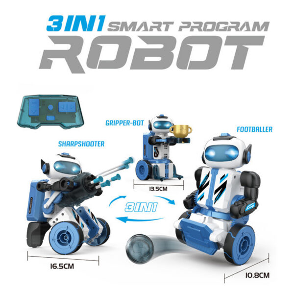 佰佳达 产品图 黄 英文 2.4G 3-In-1Rc Intelligent Assembly Programming Machine Programable Toy Educational Stem Program Robot Toys for Kids
