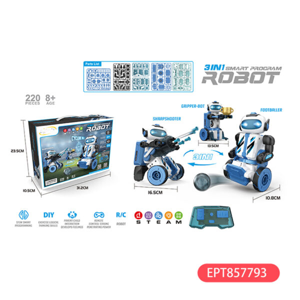打印 2.4G 3-In-1Rc Intelligent Assembly Programming Machine Programable Toy Educational Stem Program Robot Toys for Kids