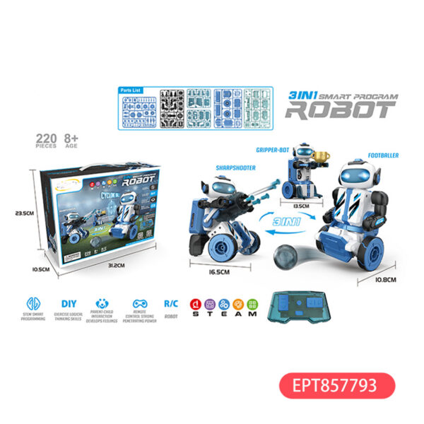 打印 2.4G 3-In-1Rc Intelligent Assembly Programming Machine Programable Toy Educational Stem Program Robot Toys for Kids