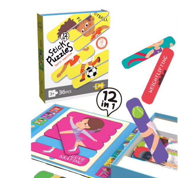 Baby Matching Paper Shape Stick Puzzle Toys Kids Educational 36PCS DIY Cartoon Animal Jigsaw Toys