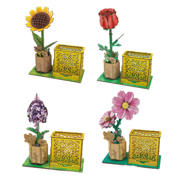 17472777377491-1.jpg 3D Wooden Jigsaw Puzzle Flowers Wood Craft Model Kits Eternal Flowers Red Rose for Women Mom Educational Toys for Kids