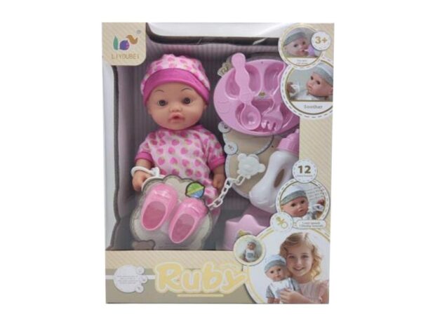 17473589716243-600x472-1.jpg OEM ODM 12 Inch Dress Up Baby Doll Toy Kit With 4 Sounds