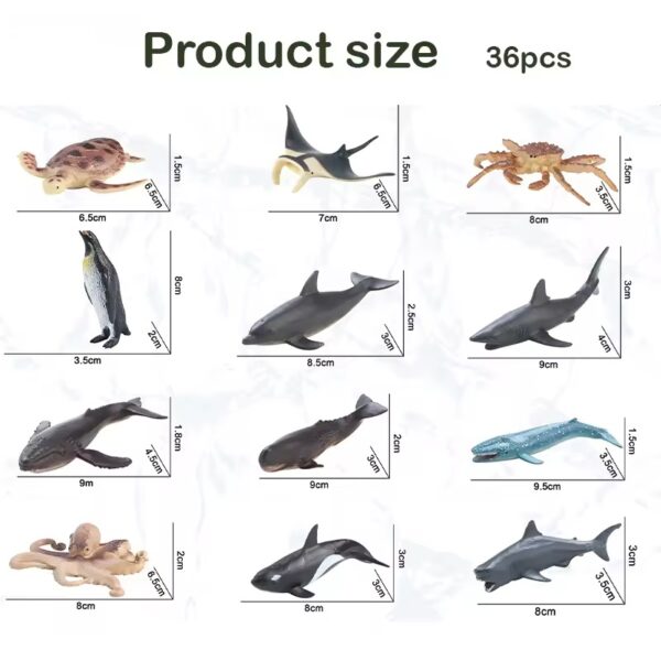 17479662727472-600x600-1.jpg 36Pcs Plastic Ocean Animals Sea Creatures Small Animal Figures Assorted Mini Plastic Animal Figurines Toy