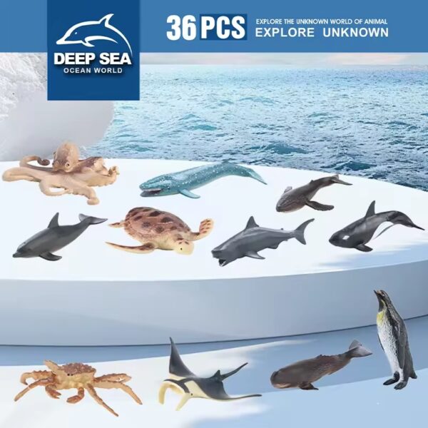 17479662735375-600x600-1.jpg 36Pcs Plastic Ocean Animals Sea Creatures Small Animal Figures Assorted Mini Plastic Animal Figurines Toy