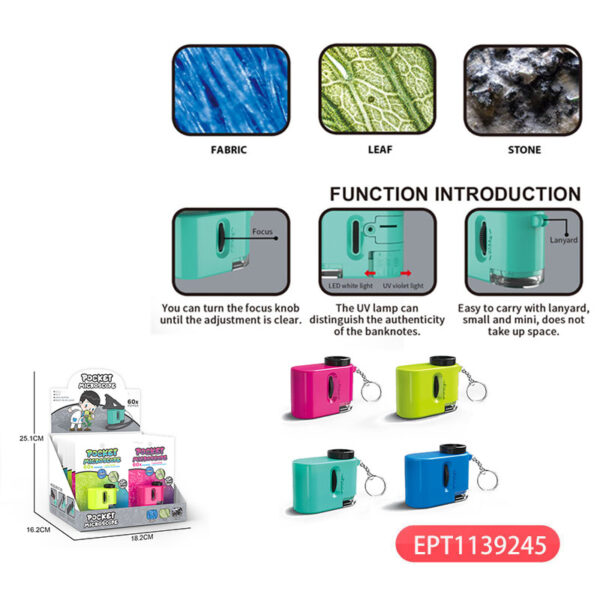 17479665903775-600x600-1.jpg 12PCS Mini Portable Microscope Stem Kits 60x-120x Button Battery Educational Pocket Games Plastic Juguetes for Kids