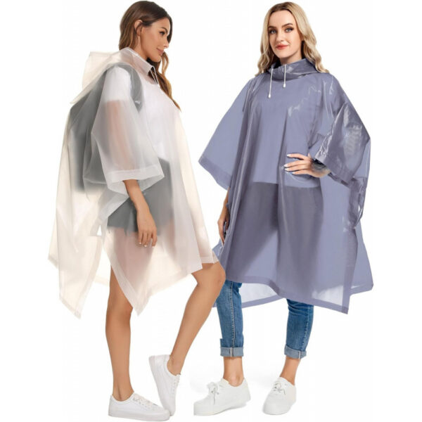 2 Pack Rain Ponchos for Adults Reusable