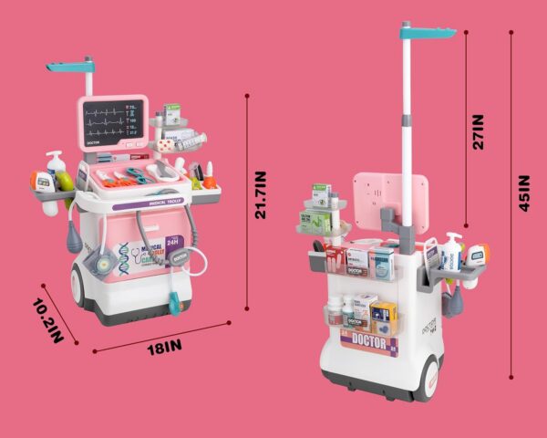22-13.jpg Deluxe Pretend Play Electric Medical Cart Simulated Medicine Injection Carry Bag Toddlers Doctor Toy Set