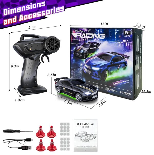 22-5-600x607-1.jpg 1/64 Scale 4WD High Speed LED Lights 2.4GHz Proportional 2-Speed Stunt Adults Kids Remote Control Mini Drift RC Car