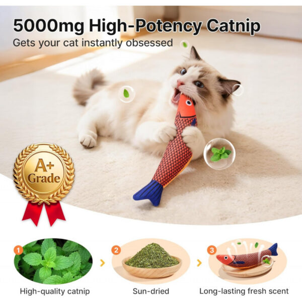 Cat Toys Saury Fish, 3 Pack, Catnip Crinkle Sound