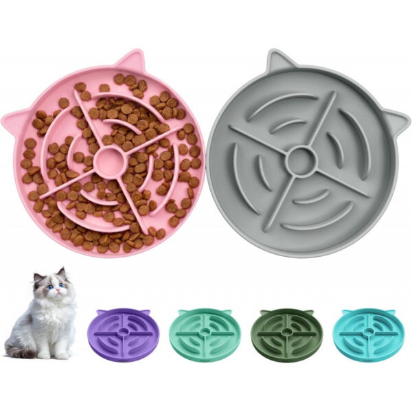 2e70354ed46ab508d030b5b6bb13a171390dce6841d3b2c5ddbb2d4d9c211f4d.jpg 2 Pcs Silicone Slow Feeder Cat Bowl