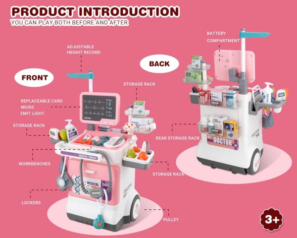 33-13.jpg Deluxe Pretend Play Electric Medical Cart Simulated Medicine Injection Carry Bag Toddlers Doctor Toy Set